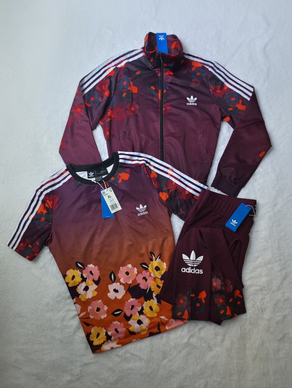 NWT Adidas x HER Studio London Floral Track Jacket, Fitted Tee, & Leggings